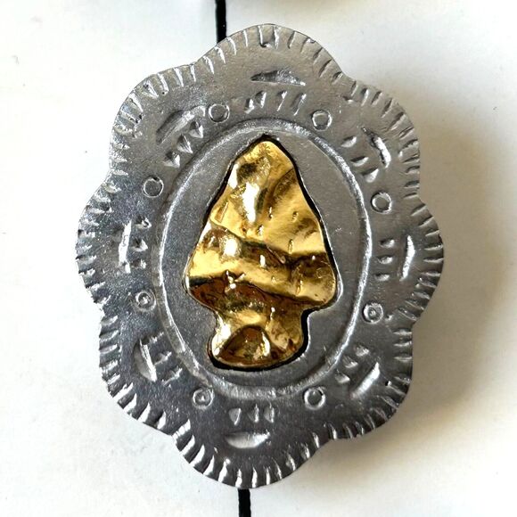 Nony Southwest Button Covers 6 Silver/Gold Tone Cactus-Thunderbird-Arrowhead - Picture 6 of 10